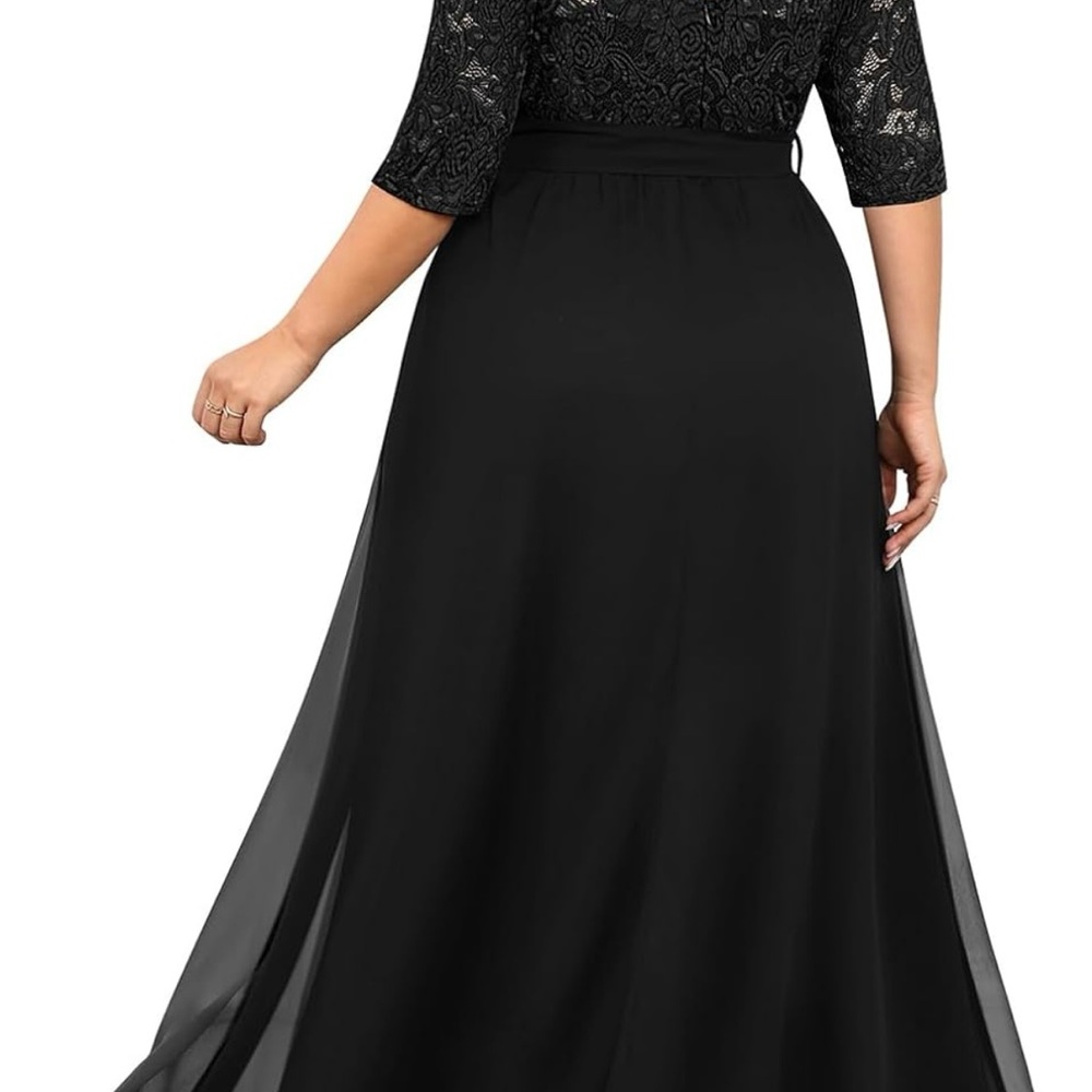Pinup Fashion Lace Chiffon Wrap V Neck Dresse NWOT - Picture 3 of 9